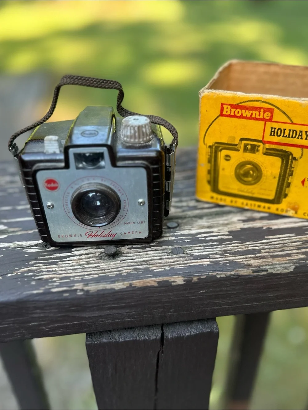 Kodak Vintage Brownie Holiday Camera with Yellow Box - Selling as Decor